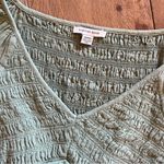 American Eagle AE Long-Sleeve Smocked Babydoll Top Green Photo 2