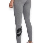 Nike Gray Grey Full Length Tight Fit Leggings Black Swoosh Logo Size Small Photo 1