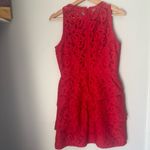 BCBGMAXAZRIA  Hanah Red Lace Overlay Scalloped Tiered Mini Dress Photo 5