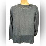VTG Pooh Woman V Neck Denim Top Blouse Sz 18W/20W Embroidery Pocket 3/4 Sleeve Blue Photo 3