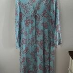 Victoria's Secret Coral Print Ocean Blue Red Kimono Cover Up Swim Beach Pool S/M Photo 0