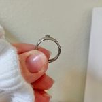 Silver Bamboo Promise Ring Engagement Band Clear Diamond Simple Elegant Earthy Jewelry Photo 10