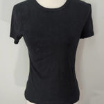 Anthropologie Lilla P 100% Cotton Black Short Sleeve Black Top Medium Photo 0