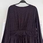 Boden Abigail Jersey Dress 14R Purple Leaf Print Long Sleeve Stretchy Midi Dark Size 14 Photo 8