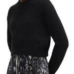 ALLSAINTS Women’s Black Cropped Wool Blend Knit Crewneck Sweater Size L NEW Photo 0