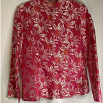 Chico's Chico’s Bold Tropical Floral Silk Blend Button Up Size 1 Bright Hot Pink Chic Photo 0