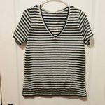 Lucky Brand  Women's‎ T-Shirt Striped V-Neck Short Sleeve Casual White Striped S Photo 2