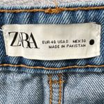 ZARA  Wide Leg Jeans Womens 8 Distressed Ripped Knee Light Wash High Rise Denim‎ Photo 3