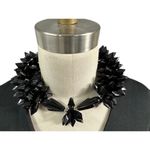 VTG 80s Avant Garde Necklace Black Spiky Plastic/Glass Choker Collar Rhinestone Photo 5