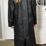 Black leather trench coat, oversized fit #leatherjacket Size M Photo 5