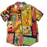 Farm Rio NWT Pajama Shirt in Tropical Collage Silky Viscose Blouse XS $140 Photo 0