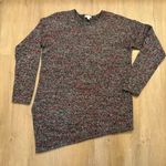 Pure Jill Marled Knit Sweater Red Black White Wool Cashmere Asymmetrical Medium Photo 1