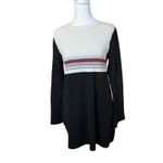 Free People Colorblock Sweater Dress Medium Knit Neutral Black Linen Cotton Photo 6