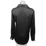 Nasty Gal  Black Silk Satin Button Down Long Sleeve Collar Shirt Blouse Top Sz 2 Photo 1