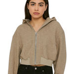 ZARA  small cropped‎ Tan Zip-Up Hoodie Photo 0