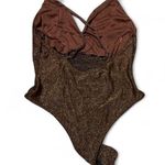 Elegant Gold Glitter Women's Top Size L Photo 2