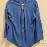 Soft Surroundings Blue Pullover Top Long Sleeve Zipper Front Women's Photo 0