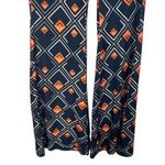 ZARA Navy Blue & Orange Diamond Print Retro Bell Flare Leggings Women Sz S Photo 3