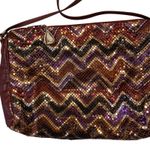 Whiting & Davis Vintage  Purse Plum Metallic Leather Chevron Crossbody Bag Photo 1
