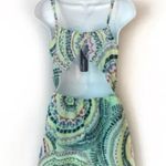 Ocean Drive Mini Dress Aqua Green Chiffon Medium Cut Out Sun Burst Beach Photo 1