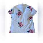 Croft & Barrow White Pink Rose Print Button Neck Polo Shirt size XL Photo 2