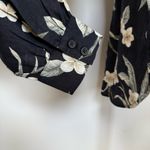 Lands' End 100% Linen Black Floral Button-front Shirt Women’s Size Medium (10-12) Photo 6