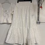 JENNIFER & GRACE WHITE EYELET SMOCKED SET BLOUSE MAXI SKIRT LARGE Photo 5