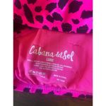 Cabana Del Sol women's  pink neon cheetah print ruffle trim bikini top size large Photo 4