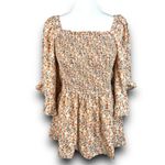 Hayden Floral Boho Cottagecore Babydoll Blouse Top Smocked Ruffle Size Small Photo 2