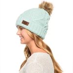 Angela & William Black Faux Fur Pom Beanie with Fleece Lining Photo 1