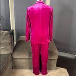 Women’s Pink Double Breasted Velvet 2 Piece Pant Suit Peak Lapel Size M NEW Size M Photo 3