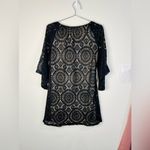 Tacera Black Lace with Nude Lining 3/4 Sleeve Dress Effortless Elegance Size S Photo 6