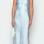 Beginning Boutique  Ariella Strapless Maxi Dress - Blue Satin - 10 Photo 3