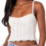 Edikted  Lacey Knit Tank Top White S Photo 0