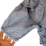 ZARA  Blue Plaid Short Sleeve Cotton Frilly Cold Shoulder Crop Top Women Sz S Photo 2