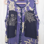 Laise Adzer Womens Vest Size M Purple Floral Boho Button Front Artsy Indie Bali Size M Photo 0