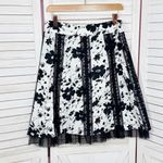Y2K Erin B Floral Lace Trim A Line Skirt Black White 4 Knee Length Petticoat Photo 7