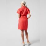 Athleta NWT 100% Linen Playa Wrap Dress in Passionfruit Coral, Pockets, … Photo 1