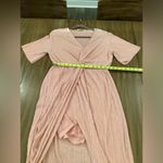 All in Favor  Dolman Plissé Midi faux wrap short sleeve pink gauze dress Small Photo 5