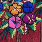 Altiplano Embroidered Cotton Red Boho Tassel Bag Photo 6