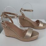 INC Maverickp Faux Leather Ankle Strap Wedge Sandals Gold size 10 Studded Photo 1