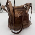 Gianni Bernini Metallic Bronze Leather Crossbody Shoulder Bag Purse Brown Photo 8