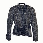 Sandro  Black Grey Blazer with Button Closure Bow Tie Size Photo 8