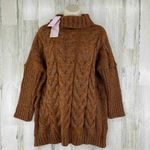 Scandal Turtleneck Sweater Women L/XL Brown Silver Thread Cable Knit Wool Alpaca Size L Photo 1