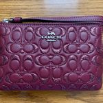 Coach Corner Zip Wristlet Wine Glitter Signature Leather Photo 0
