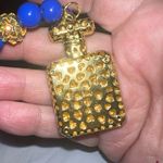 Gold Tone and Aurora Borealis Crystal Perfume Bottle And Blue Bead Fashion Brace Photo 6