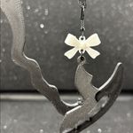 Bat Earrings with White Bow – Cute Spooky Halloween Jewelry Black Photo 1