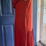 ZARA Women's Orange Fall Ruffle Midi Dress Sleeveless Flowy Size Small Photo 2