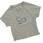 Aerie Rib-Knit Cropped T-Shirt Baby Tee Size Medium Coffe Print Photo 2