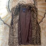 Preston & York  faux fur leopard zippered vest. Small Photo 4
